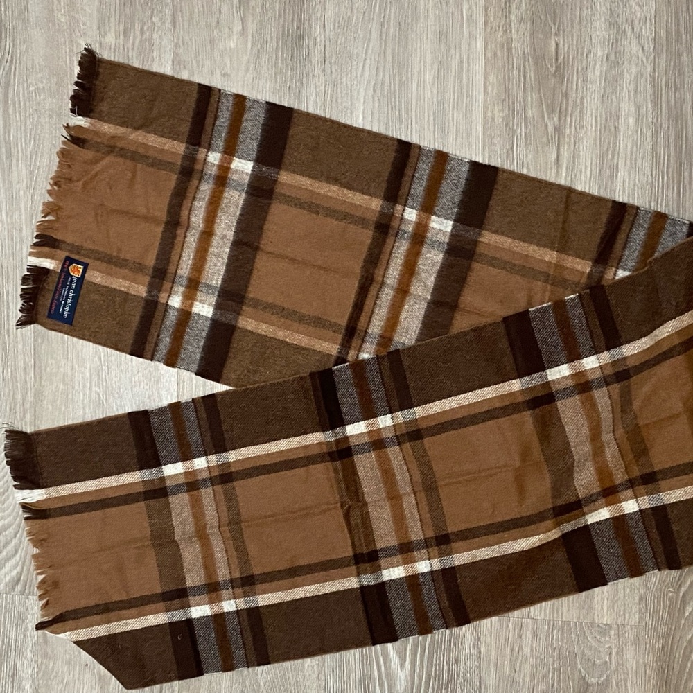 Jean Christophe Preppy Scandi Girl Y2K Office France Made Lambswool Plaid Scarf
